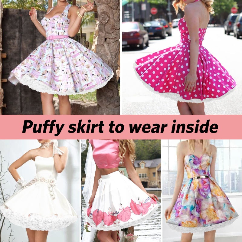 SHEJIZE Women's Petticoat Skirts Chiffon Tulle Skirts Underskirt Tutu Ballet Dress Puffy Crinoline (US, Alpha, One Size, X-Large, Regular, Regular, White) - Image 4